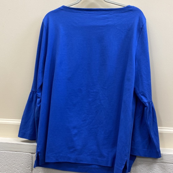 J. Crew XL Royal blue A-line top with bell sleeves - Picture 5 of 5